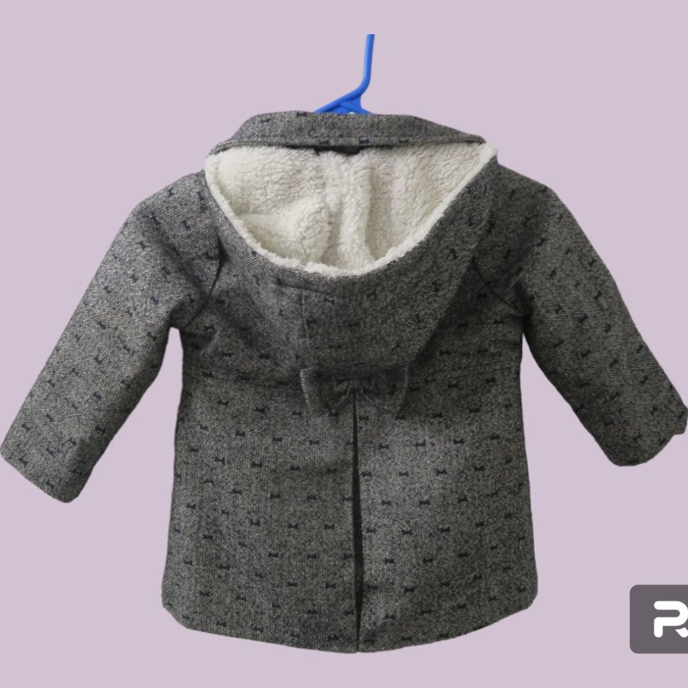 Osh Kosh B'Gosh style B216js1-sa kids peacoat jacket hoodie bow in back metallic - Picture 6 of 11
